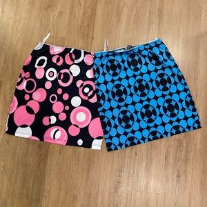 Stylish Pink and Blue Circle Pattern Skirts